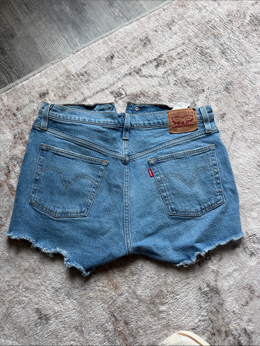 Levi's Women's Medium Blue Denim Cutoff Shorts with Frayed Hem